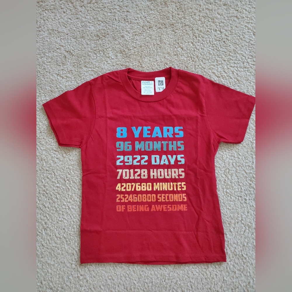 8 Years Old Red Graphic Kids T-Shirt